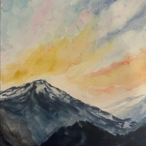 Mount rainier National park watercolor painting